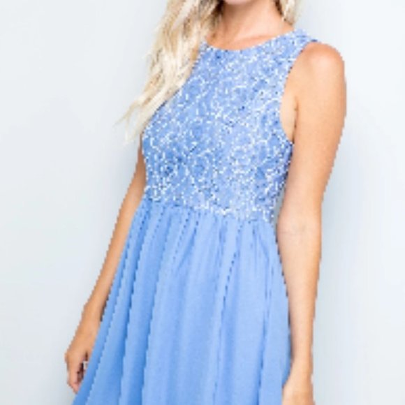 Francesca's Blue Floral Dress - SZ. L - Picture 3 of 15